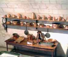 Kitchen utensils at Chenonceau