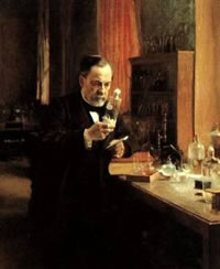 Pasteur at work in his laboratory