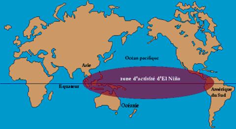 Map showing el nino