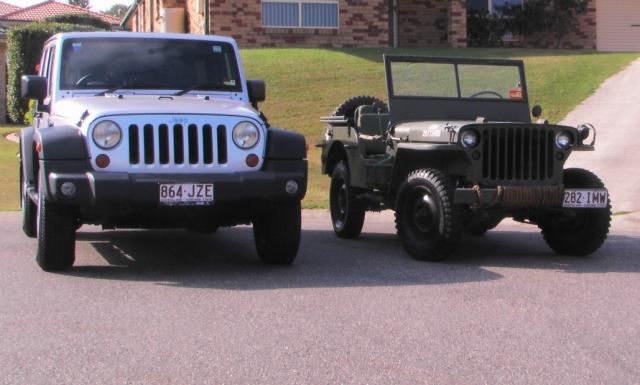 My two Jeeps side by side, whilst there are many similarities, and are many differences also. The general look is the same, such as the distinctive grill and square design.